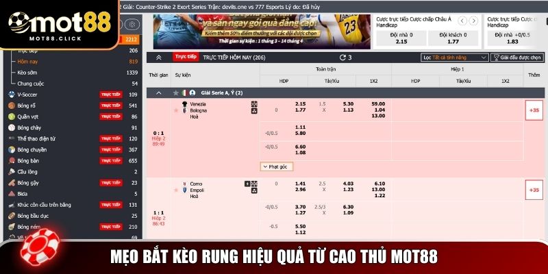 Chia sẻ mẹo bắt kèo rung MOT88
