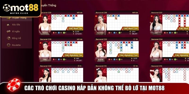 Top game hot tại casino MOT88